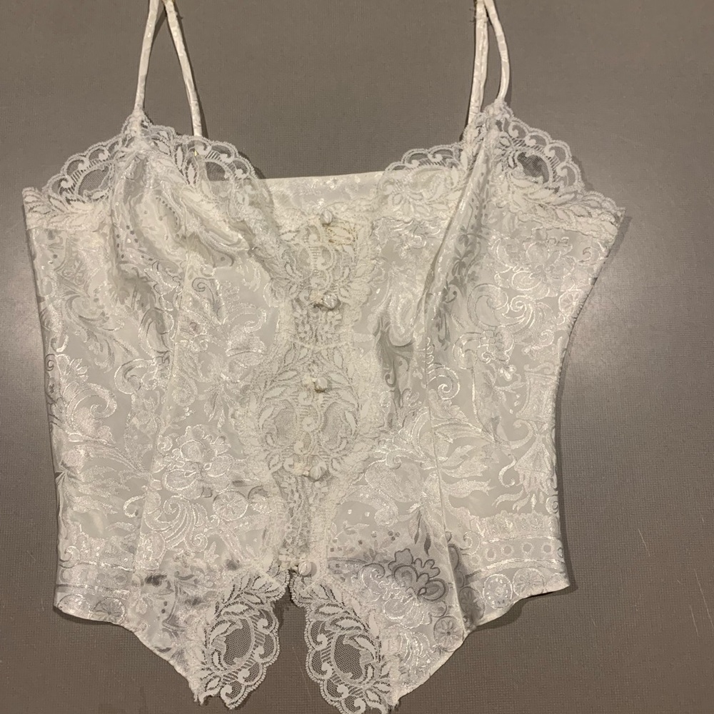 Victorias Secret white satin tank blouse